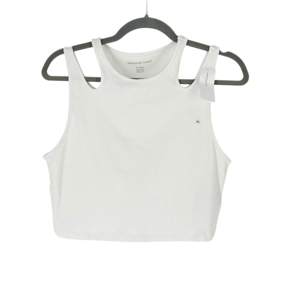NWT American Eagle White Ribbed Cropped Tank Top